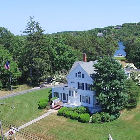 Aerial view of Scargo Manor Bed & Breakfast in Dennis, MA